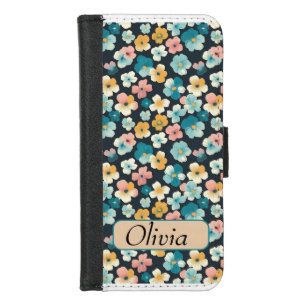 Vintage Cottagecore Florals in Blue & Yellow iPhone 8/7 Wallet Case