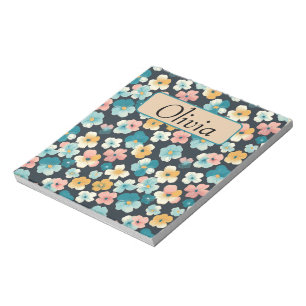 Vintage Cottagecore Florals in Blue & Yellow Notepad