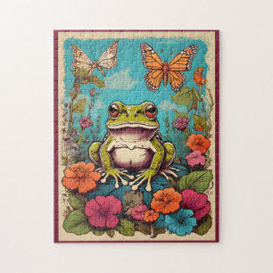 Vintage Cottagecore Frog Puzzle Whimsical Fantasy