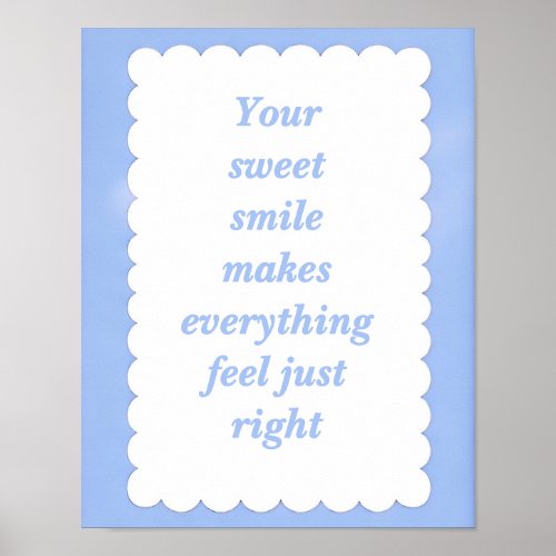 Vintage Cottagecore Inspired Blue Floral Quote Poster