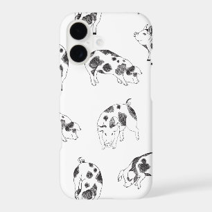 Vintage Cottagecore Pig LineArt Minimalist Pattern iPhone 17 Case