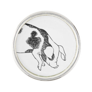 Vintage Cottagecore Pig LineArt Minimalist Pattern Lapel Pin