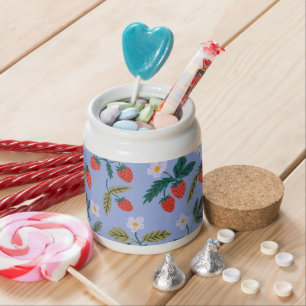 Vintage Cottagecore Strawberry Pattern Candy Jar