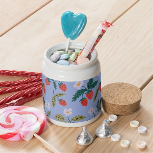 Vintage Cottagecore Strawberry Pattern Candy Jar