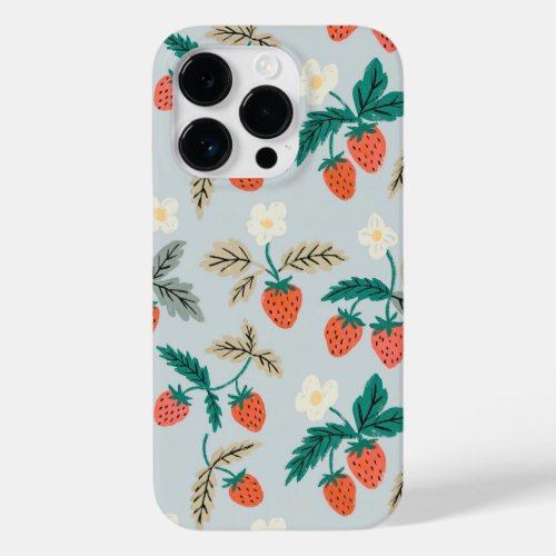 Vintage Cottagecore Strawberry Pattern Case-Mate iPhone 14 Pro Case