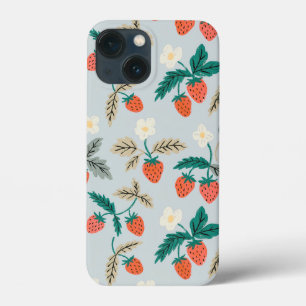 Vintage Cottagecore Strawberry Pattern iPhone 13 Mini Case