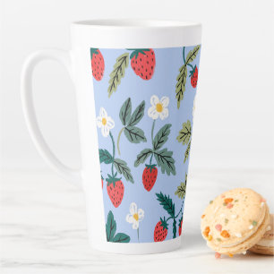 Vintage Cottagecore Strawberry Pattern Latte Mug