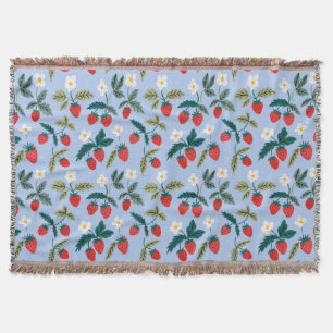 Vintage Cottagecore Strawberry Pattern Throw Blanket