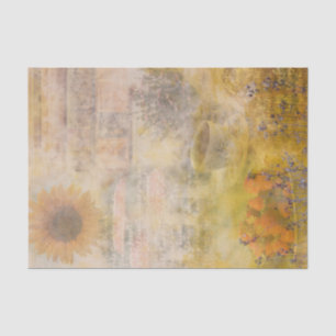 Vintage Cottagecore Sunflower Mushroom Collage Tissue Paper