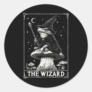 Vintage Cottagecore The Wizard Frog Tarot Card Dar Classic Round Sticker