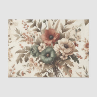 Vintage Cottagecore Watercolor Floral Earthy  Tissue Paper