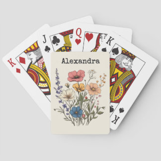 Vintage Cottagecore Wildflower Illustration Poker Cards