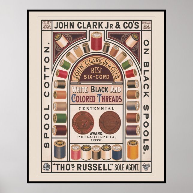 Vintage Cotton Sewing Spools Advertisement Poster (Front)