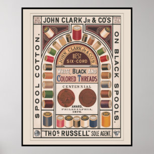 Vintage Cotton Sewing Spools Advertisement Poster