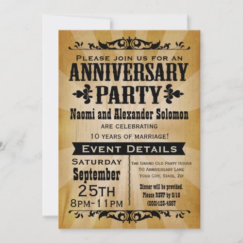 Vintage Country Anniversary Party Invitation