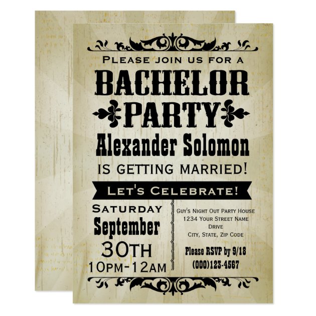 Vintage Country Bachelor Party Invitation