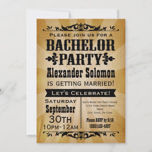 Vintage Country Bachelor Party Invitation