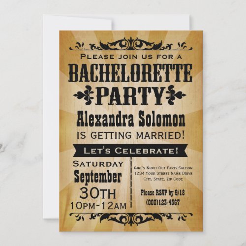 Vintage Country Bachelorette Party Invitation