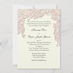 Vintage Country Blush Lace Design Invitation