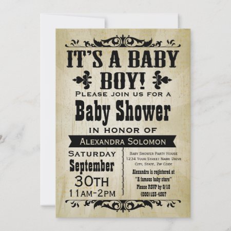Vintage Country Boy Baby Shower Invitation