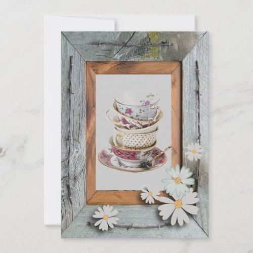 Vintage Country Bridal Shower Tea Party Invitation