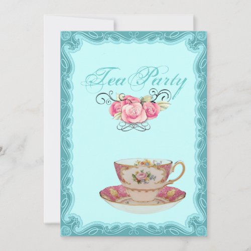 Vintage Country Bridal Shower Tea Party Invitation