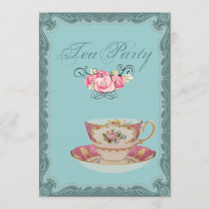 Vintage Country Bridal Shower Tea Party Invitation