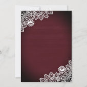 Vintage Country Burgundy Wood Lace Quinceanera Invitation (Back)
