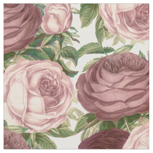 Vintage country chic burgundy pink roses flowers fabric