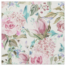 Vintage Country Chic Pink Teal Lavender Floral Fabric