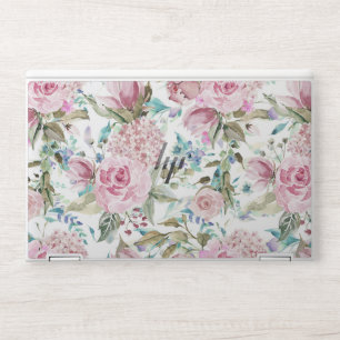 Vintage Country Chic Pink Teal Lavender Floral HP Laptop Skin