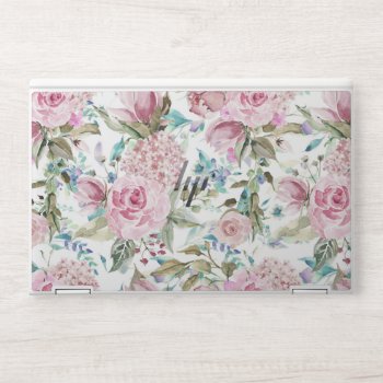 Vintage Country Chic Pink Teal Lavender Floral Hp Laptop Skin by kicksdesign at Zazzle