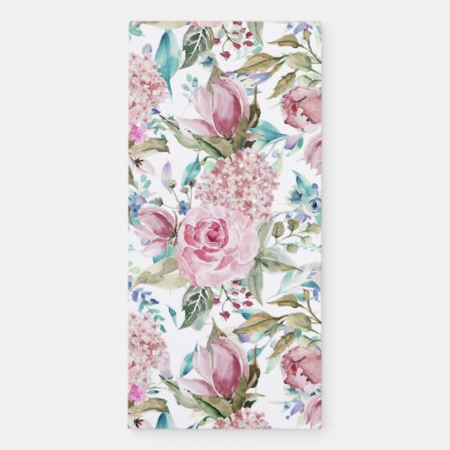 Vintage Country Chic Pink Teal Lavender Floral Magnetic Notepad