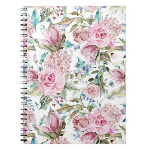 Vintage Country Chic Pink Teal Lavender Floral Notebook