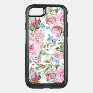 Vintage Country Chic Pink Teal Lavender Floral OtterBox Commuter iPhone SE/8/7 Case