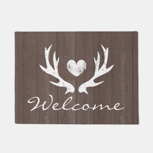 Vintage country chic rustic deer antler door mat