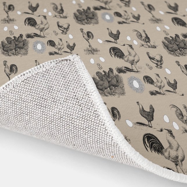 Vintage Country Chicken Rooster Egg Pattern  Rug (Indoor)