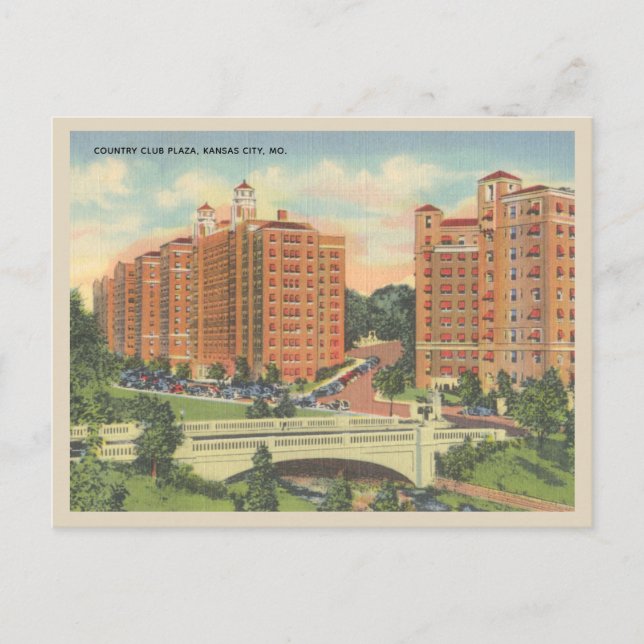 Vintage Country Club Plaza Kansas City MO Postcard (Front)