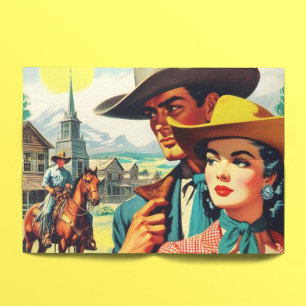 Vintage Country Couple Illustration Tissue Paper