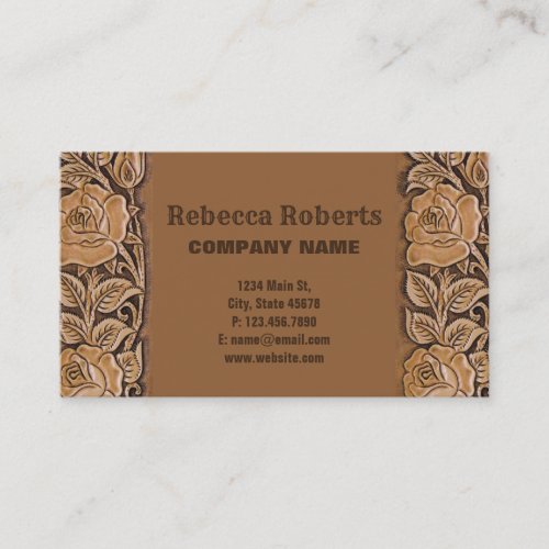 Vintage country cowbgirl tooled leather western business card