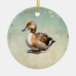 Vintage country Duck Christmas Ceramic Ornament