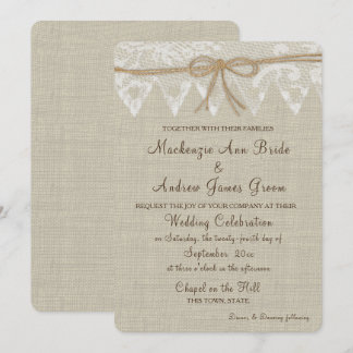 Vintage Country Fair Lace and Burlap Wedding Invitation