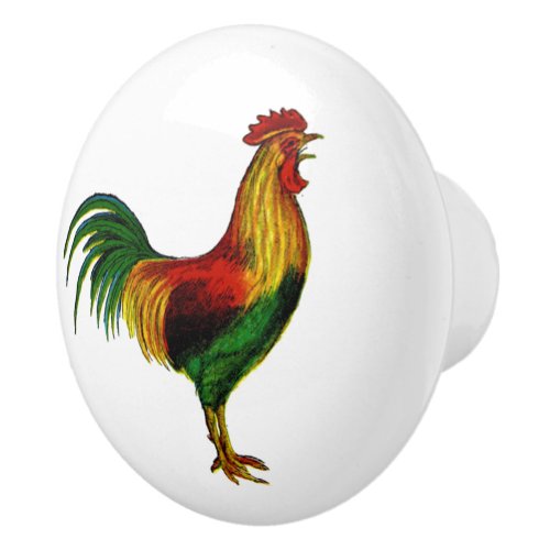 Vintage Country Farm Rooster Ceramic Knob