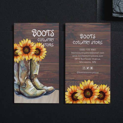 Vintage Country Farm Sunflower Rustic Nature Business Card