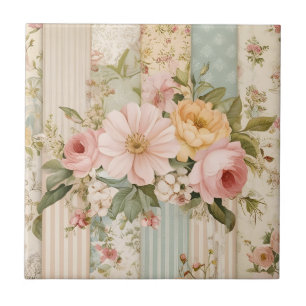 Vintage Country Floral  Ceramic Tile