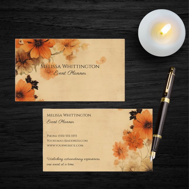 Vintage Country Floral Double Sided  Business Card (Double sided. )