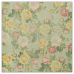 Vintage Country Floral Pink and Green Rustic Print Fabric