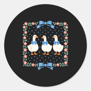 Vintage country geese and flowers bows 80s 90s classic round sticker