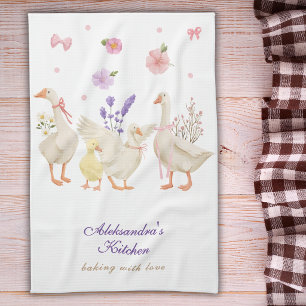 Vintage Country Geese Goose Monogram Customizable Kitchen Towel
