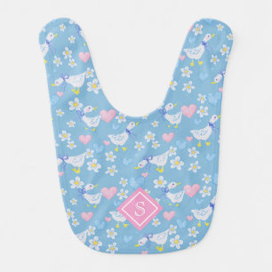 Vintage Country Geese Pattern Monogram Baby Bib
